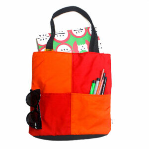 Totebag bolso AJEDREZ - Rojo+Naranja