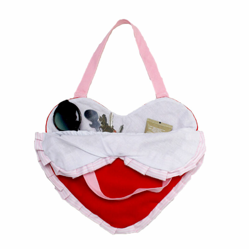 Bolso kitsch CORAZÓN Fucsia+Volantes - Imagen 2